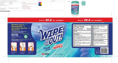 image description - Wipe Out Antibacterial Wipes Fresh Scent  80 pack